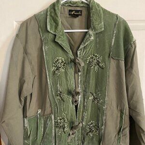 Mureli Vintage Asian Jacket Velvet/Silk Womens Size M